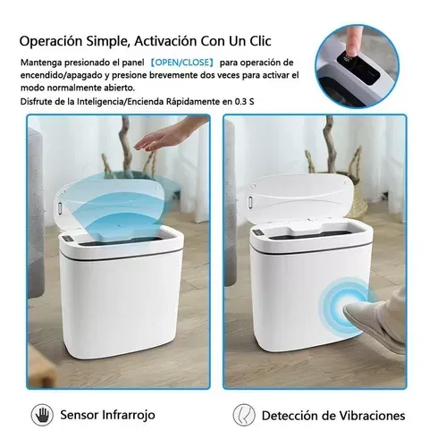 Cubo De Basura Automático 14 Litros Sin Contacto Para Baño