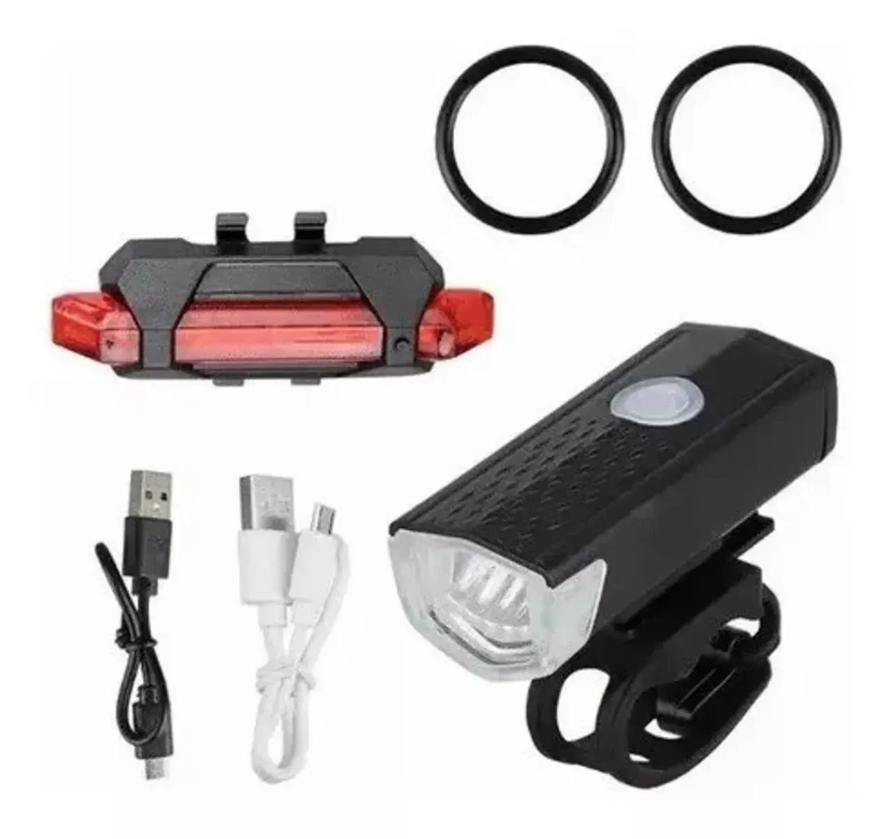 Combo Luces Delantera Y Trasera Bicicleta Recargable Usb Larga Duración