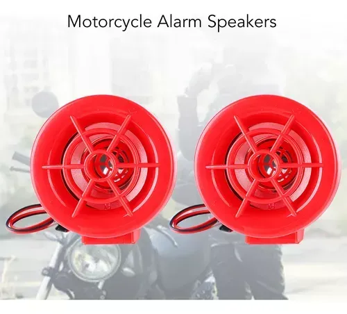 Parlantes Alarma Bocina Para Moto Bluettooth Mp3 Radio Con Control Inalámbrico Color Rojo Seisa