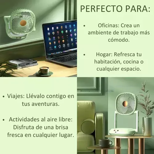 Ventilador Escritorio Pared Recargable Mesa Pequeño Portatil