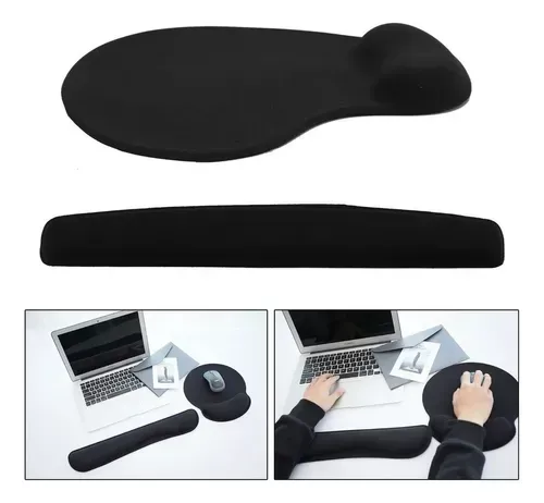 Combo Descansa Brazo - Pad Mouse En Gel Color Negro