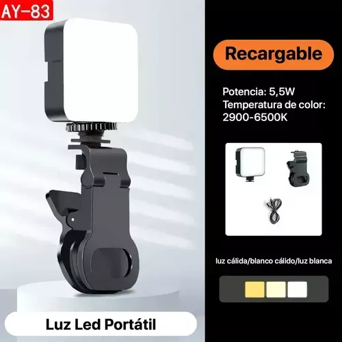 Luz Led Rgb Recargable Con Clip Para Celular