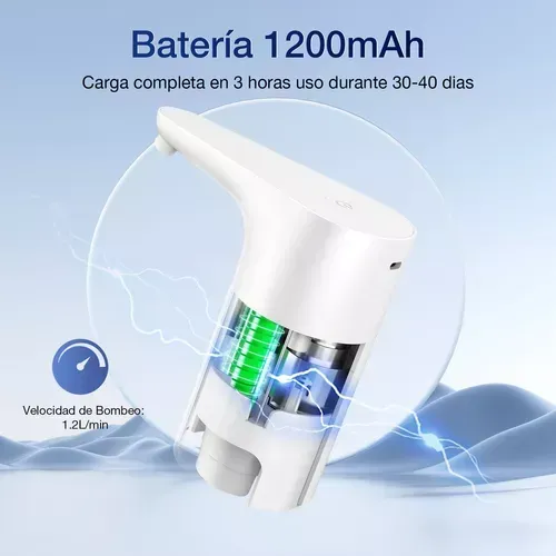 Dispensador De Agua Potable Eléctrico, Bomba De Agua Portátil Recarga Tico C 1hora Color Blanco