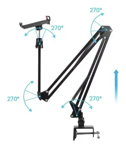 Brazo Articulado Para Tablet Con Soporte Tipo Prensa 3 Niveles