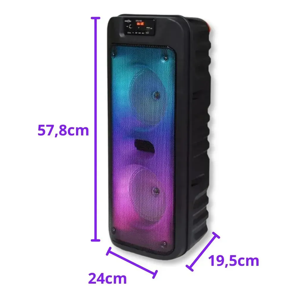 Radio Parlante Bluetooth Profesional 6.5 Plg X2 Luz Rgb