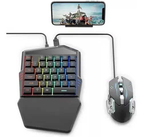 Kit Teclado Y Mouse Con Cable + Adaptador Bluetooth Para Celular