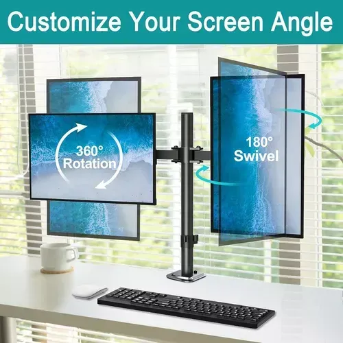 Soporte Brazo Doble Monitor Led Escritorio 13-27 Pulgadas Color Negro