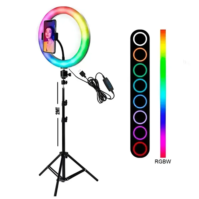 Aro De Luz Led 36 Cm Grande Luz Rgb Cálida Fría + Trípode