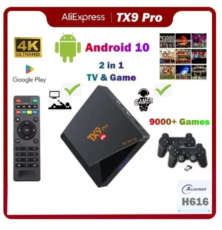 Caja Tv Box / Android Con Juegos Incorporados + Controles Tx9 Pro