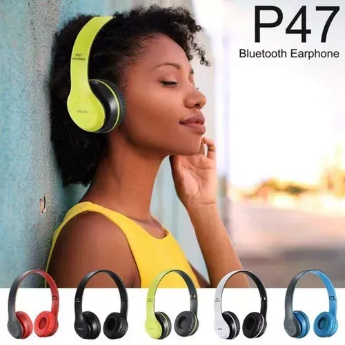 Auriculares Bluetooth Inalámbricos P47 Manos Libres Color Celeste Seisa