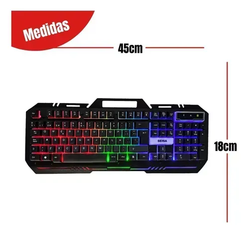 Combo Teclado DN-K77 + Mouse Seisa Led Rgb Gaming Usb 