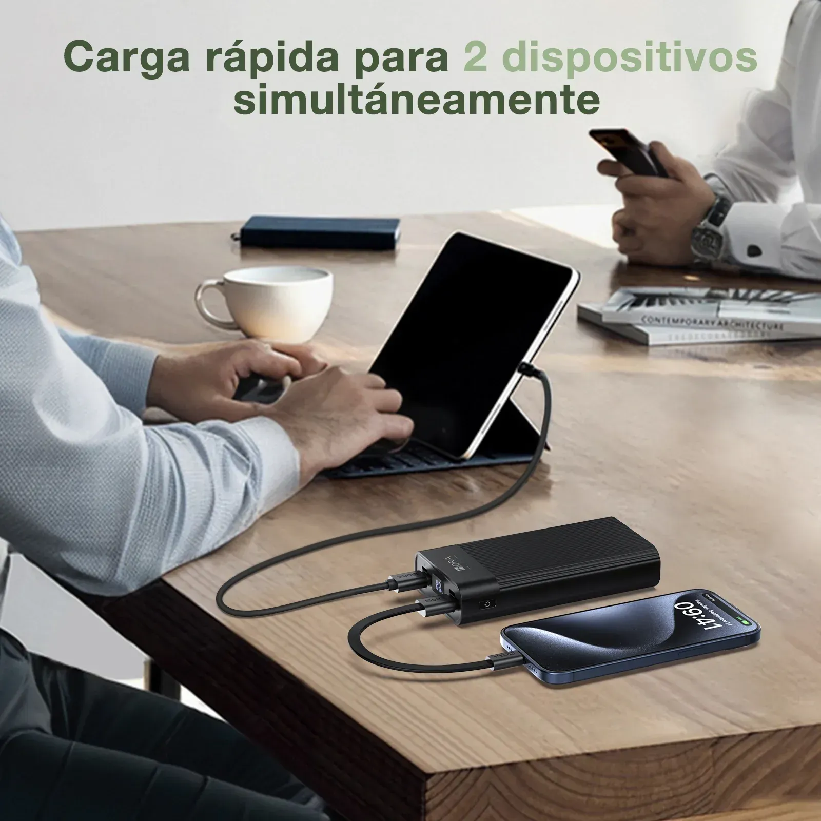 Power Bank Gar 117 Batería Portátil 20000mah 2.1a Carga Rápida 1hora Color Blanca