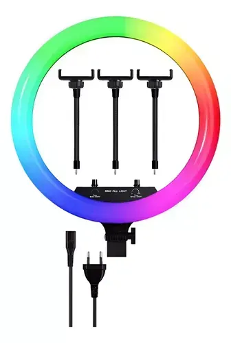 Aro De Luz Rgb De 22" Tres Soportes (Con Adaptador De Corriente)