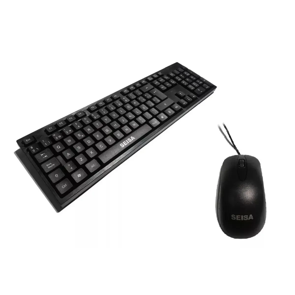 Combo Teclado En Español + Mouse Óptico De Cable Usb Mouse Negro Teclado Negro