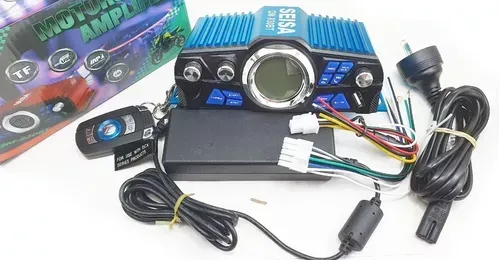 Amplificador Potencia 12v Bluetooth Control Remoto Auto/moto Usb Color Azul