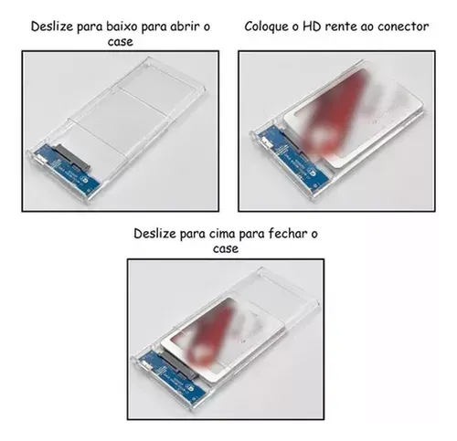 Case Para Hd Externo Transparente Usb 3.0 Sata 2.5 Notebook