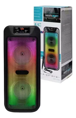 Radio Parlante Bluetooth Profesional 6.5 Plg X2 Luz Rgb