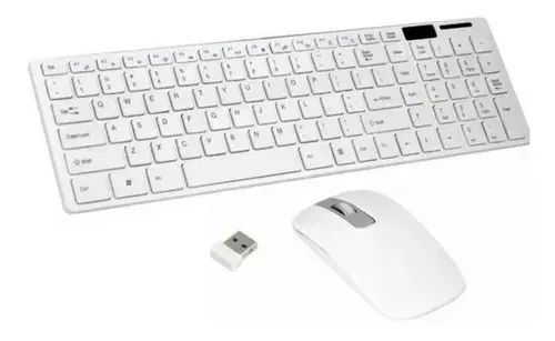 Combo Teclado Mouse Inalámbrico Ultra Delgado Protector Teclado Color Blanco