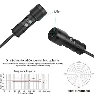 Micrófono Condensador Profesional Solapa Lavalier Yanmai Color Negro