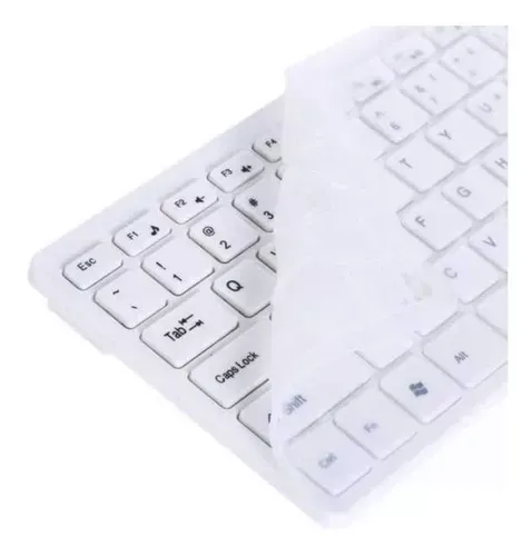 Combo Teclado Mouse Inalámbrico Ultra Delgado Protector Teclado Color Blanco