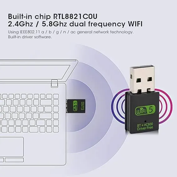 Adaptador Receptor Wifi Usb 2.0 Pc 600mbps 2.4ghz 5ghz