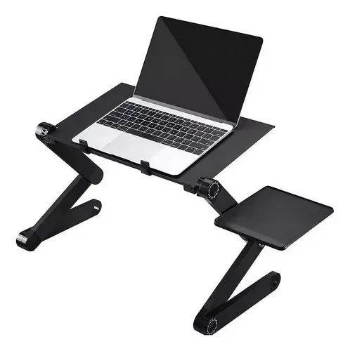 Mesa Portátil Plegable Ajustable Laptop Con 2 Ventiladores Color Negro