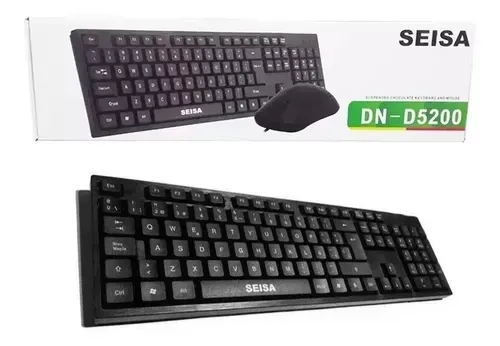 Combo Teclado En Español + Mouse Óptico De Cable Usb Mouse Negro Teclado Negro