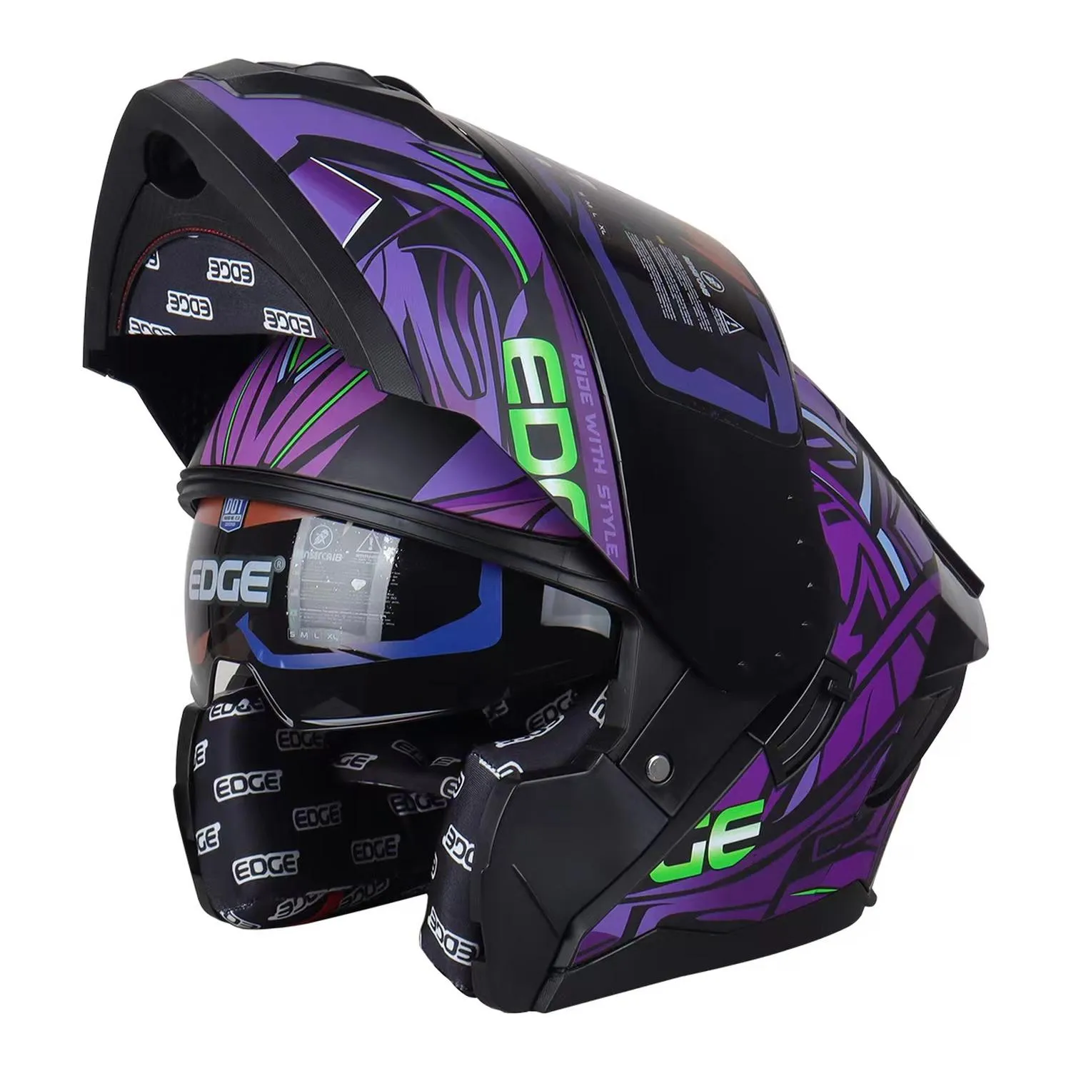 Casco Edge Abatible Steelix Morado Certificado DOT | ECE