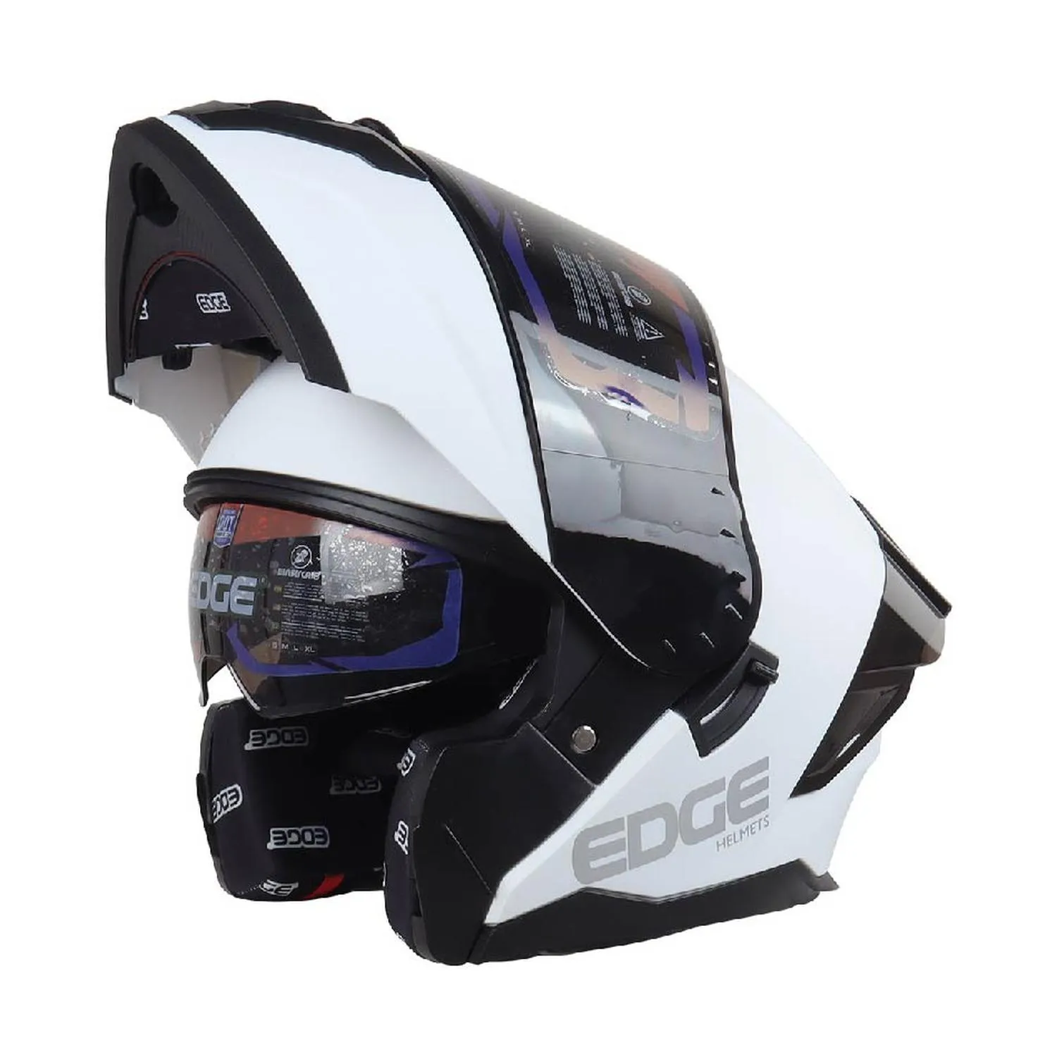 Casco Edge Abatible Boston Solido Blanco Certificado DOT | ECE