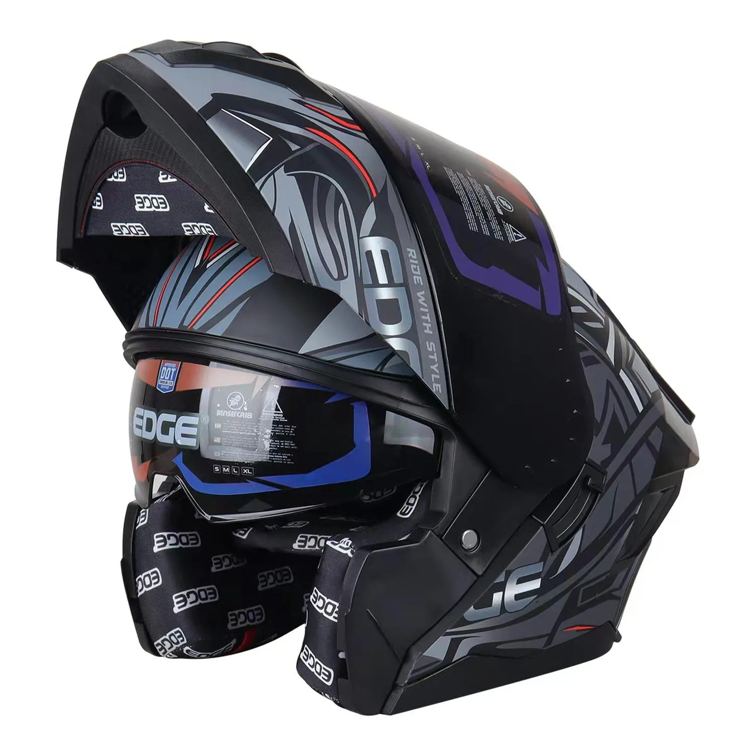 Casco Edge Abatible Steelix Gris Certificado DOT | ECE