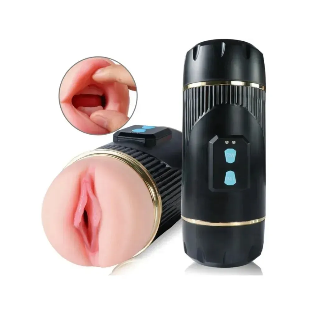 Masturbador Doble Boca + Vagina Con Vibración Recargable