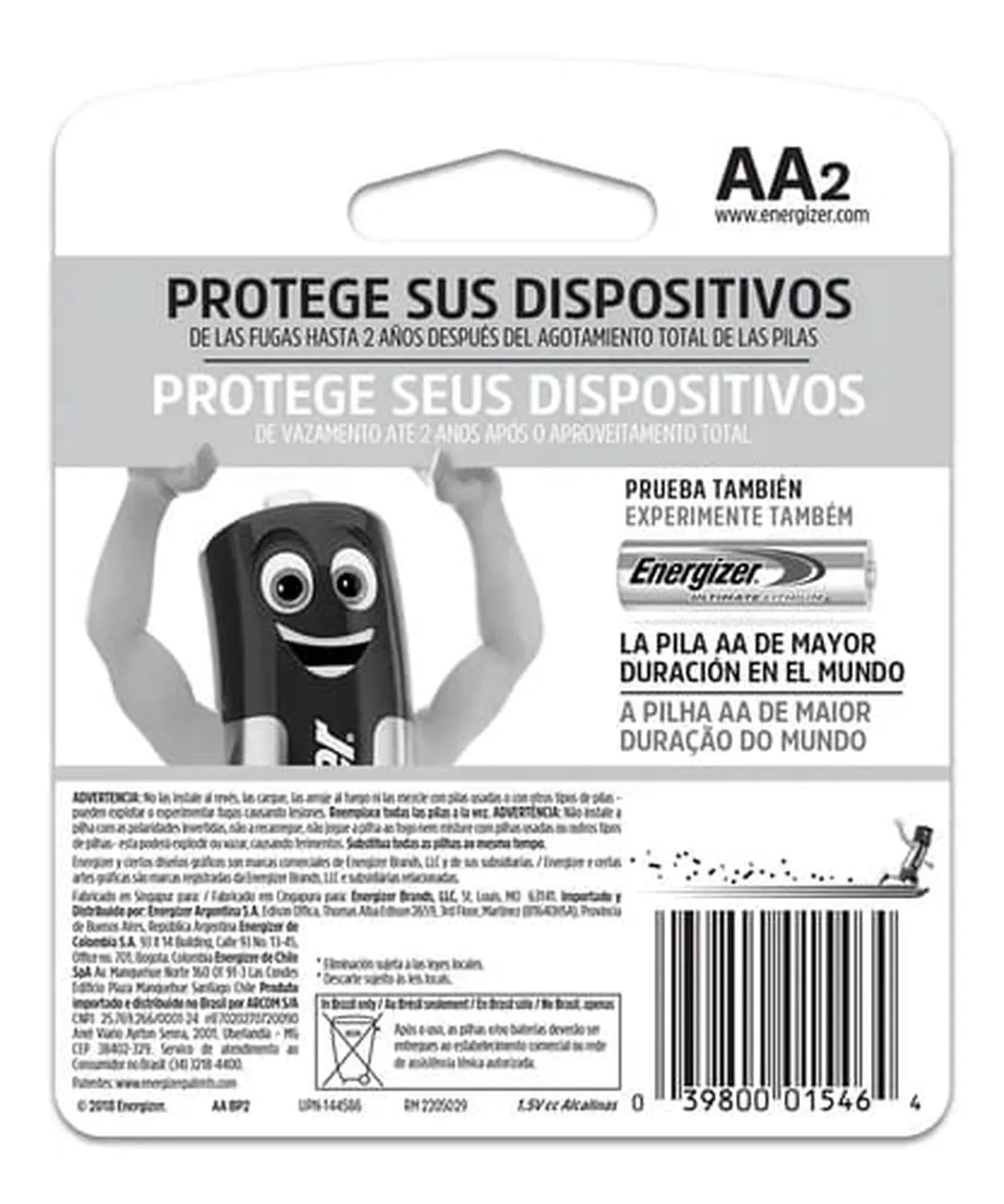 Pilas Energizer Alcalinas AA2 x 6 (12 pilas en total)