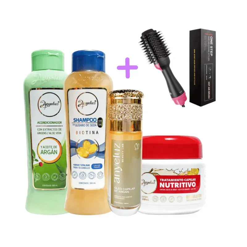 Kit Cabello Seco Anyeluz + Cepillo Secador One Step