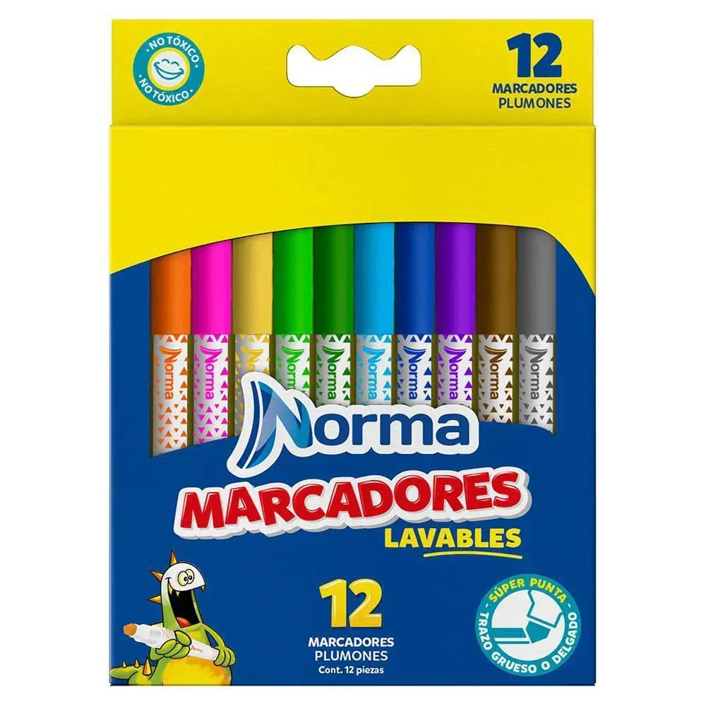 Marcadores Norma Plumones Lavables X 12 