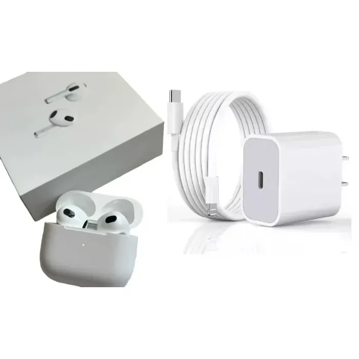 Airpods 3 Calidad 1.1 Audifonos + Cargador iPhone 20w + Cable: Carga Rápida Y Segura IPhone.