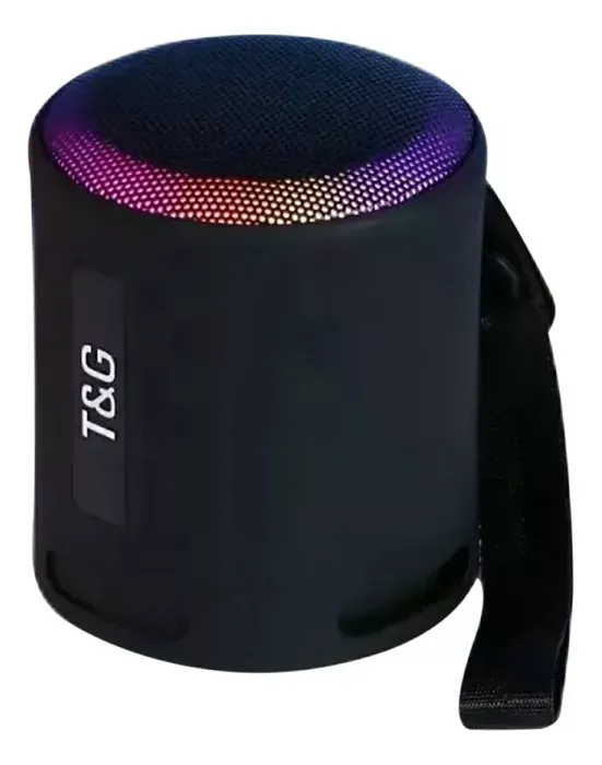 Altavoz Bluetooth Portátil T&g Tg373 Con Luz Led Negra