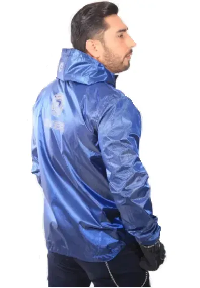 Chaqueta para Hombre Impermeable Doble Faz Reflectiva Azul Petrolizado 