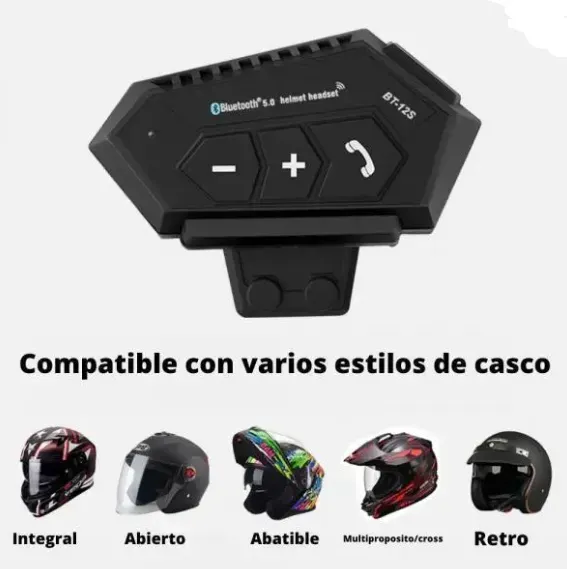 Intercomunicador Bluetooth B-12 Voz-GPS-Llamadas-Musica