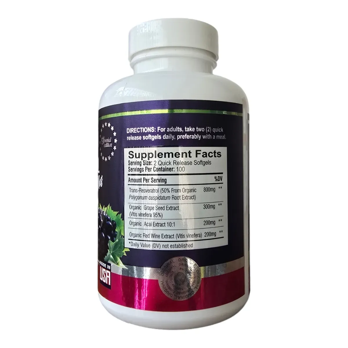 Resveratrol Reswine X 100 Capsulas - Americano