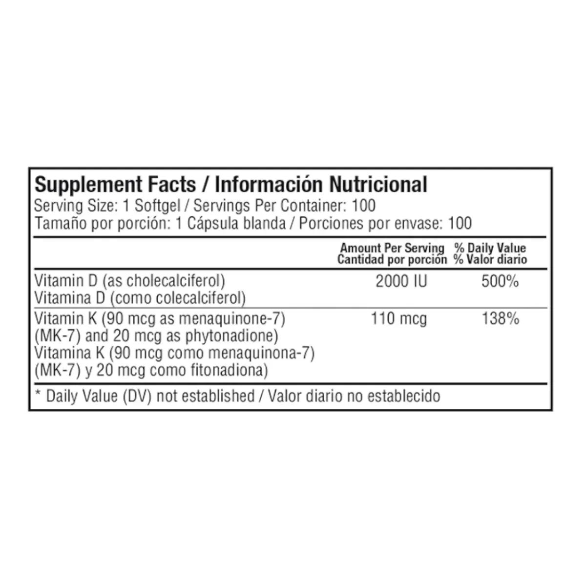 Duovit Vitamin D3+K2 100 Softgels