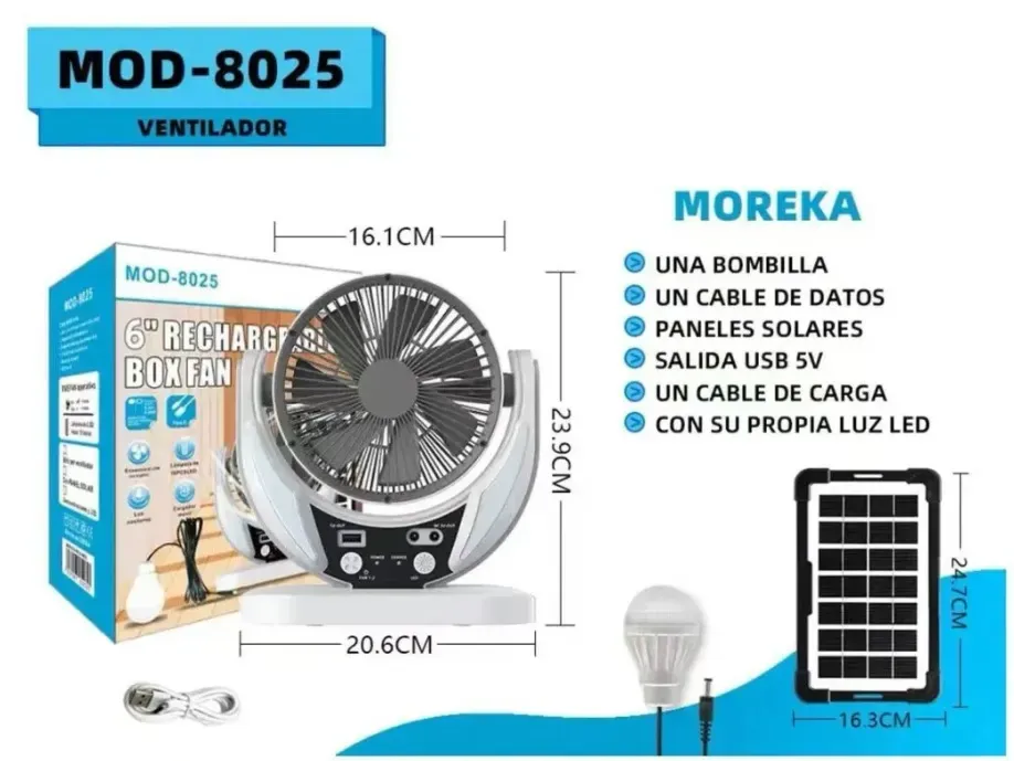 Ventilador  Panel Solar Bombillo GD 8025