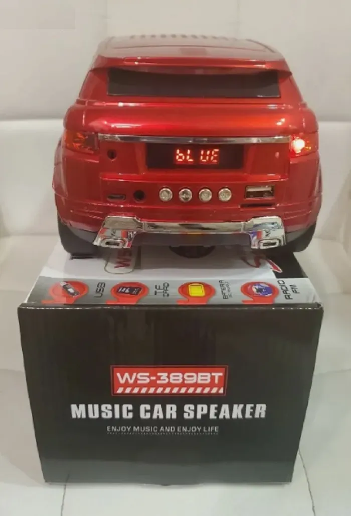 Parlante Portátil BT389  Carro Rojo Con Bluetooth Puerto USB, radio FM 