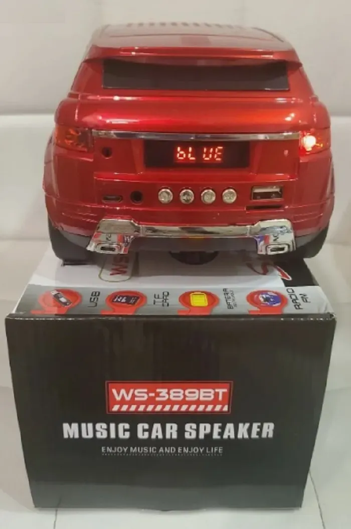 Parlante Portátil BT389  Carro Rojo Con Bluetooth Puerto USB, radio FM 