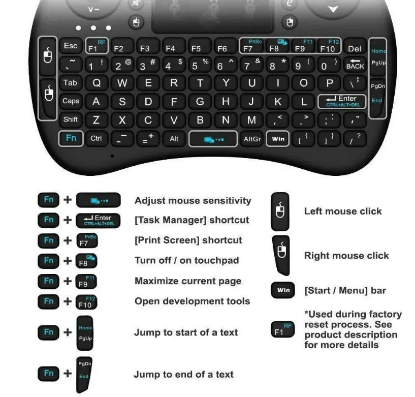 Mini Keyboard Inalambrico Touch Pad I8 TV