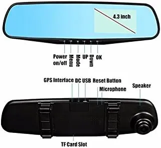 Espejo Retrovisor Doble Cámara Pantalla 4.3'' Full Hd Carro