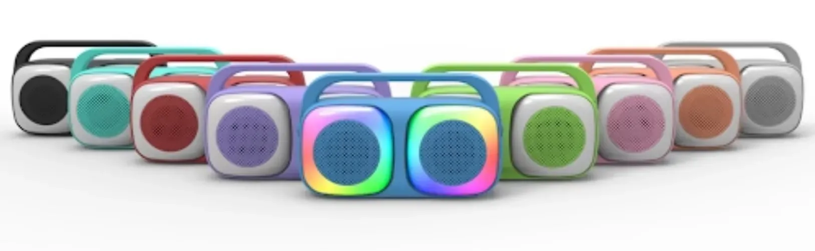 Bocina Rectangular Bluetooth 2×2 Con Doble Altavoz y Luces RGB