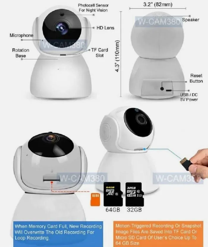 Cámara Robótica De Vigilancia De Seguridad Inteligente V380 CCTV Inalámbrico 