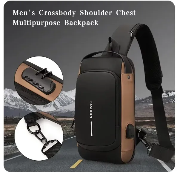 Bolso De Hombro USB Antirrobo Multifunción Para Hombre