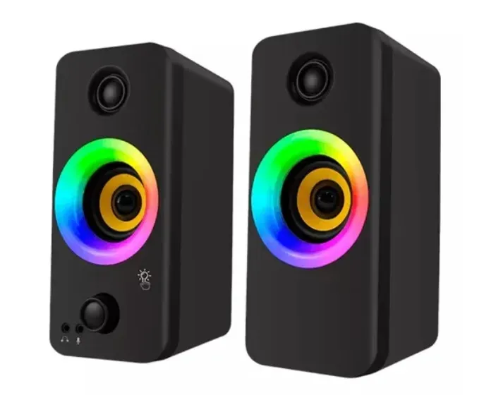 Parlante 2.0 Rgb Unitec X8  Mic Y Aux3.5mm  Táctil Color Negro