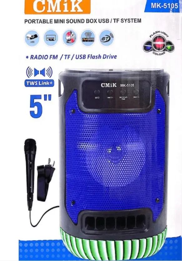 Parlante CMIK Inalámbrico Recargable Micrófono Karaoke Luces/ MK5105